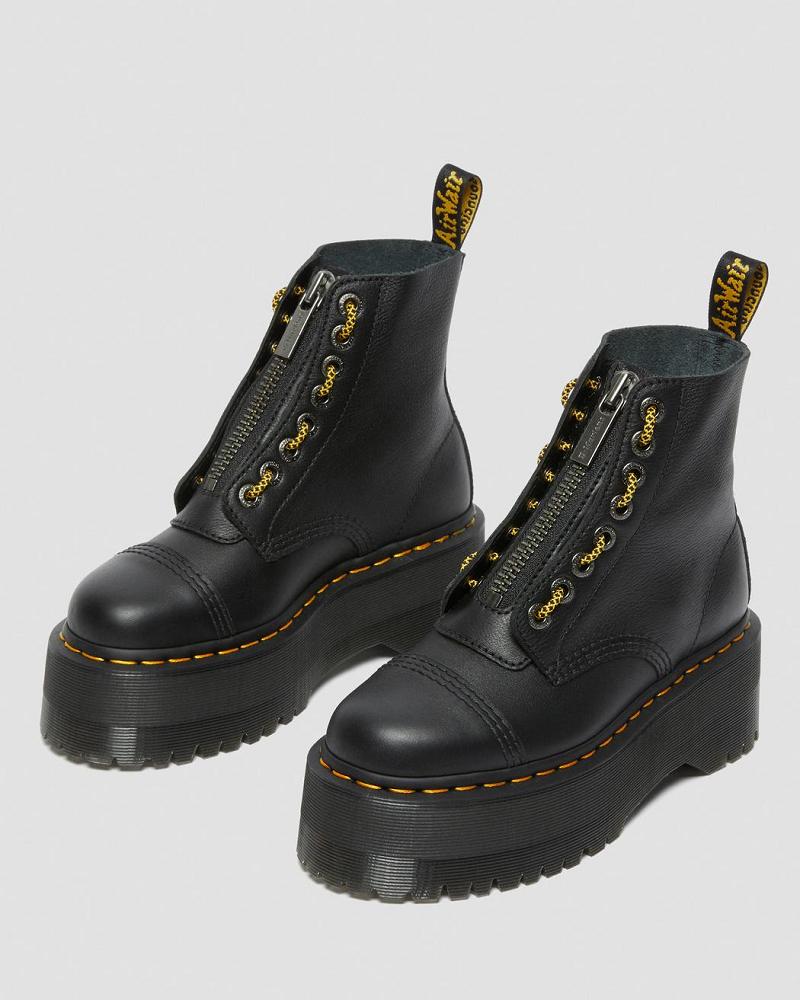 Dr Martens Sinclair Max Pisa Læder Platform Støvler Dame Sort | DK 256JPQ